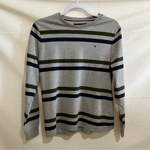 Tommy Hilfiger Silver Signature Crew Neck Pullover Gray Sweater Size Xtra Small